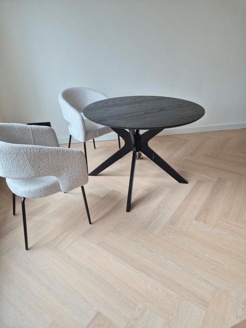 Eettafel rond 120cm eiken zwart, Huis en Inrichting, Tafels | Eettafels, Zo goed als nieuw, 100 tot 150 cm, 100 tot 150 cm, Vier personen