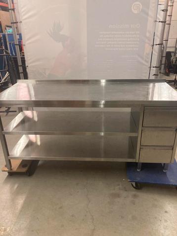 RVS horeca werktafel + 3 lades beschikbaar voor biedingen