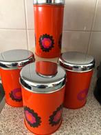 Set vintage oranje voorraad blikken van Brabantia, Overige merken, Gebruikt, Overige, Ophalen of Verzenden