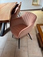 4 roze velvet kuipstoelen, Huis en Inrichting, Stoelen, Ophalen, Overige kleuren, Zo goed als nieuw, Vier