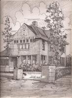 Nieuwe Wolda Gemeentehuis tekenening R.Sievers 50/60er jaren, Ophalen of Verzenden