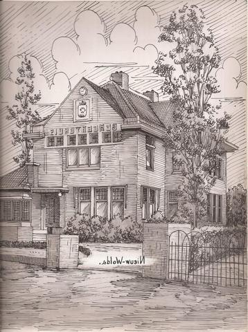 Nieuwe Wolda Gemeentehuis tekenening R.Sievers 50/60er jaren beschikbaar voor biedingen