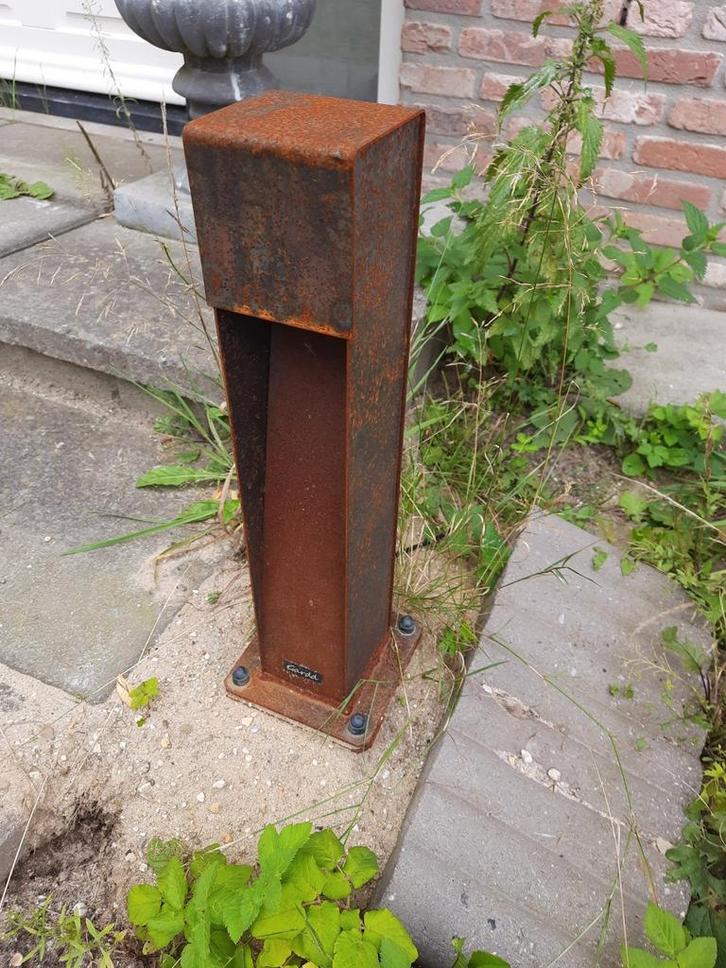 Gardd tuinlamp cortenstaal 50 cm., Tuin en Terras, Brievenbussen, Zo goed als nieuw, Staal, Ophalen