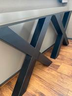 Zwart metalen eettafel X poten, Huis en Inrichting, Ophalen, Zo goed als nieuw