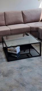 Zwarte salontafel met glazen blad, Gebruikt, 50 tot 100 cm, Vierkant, Glas