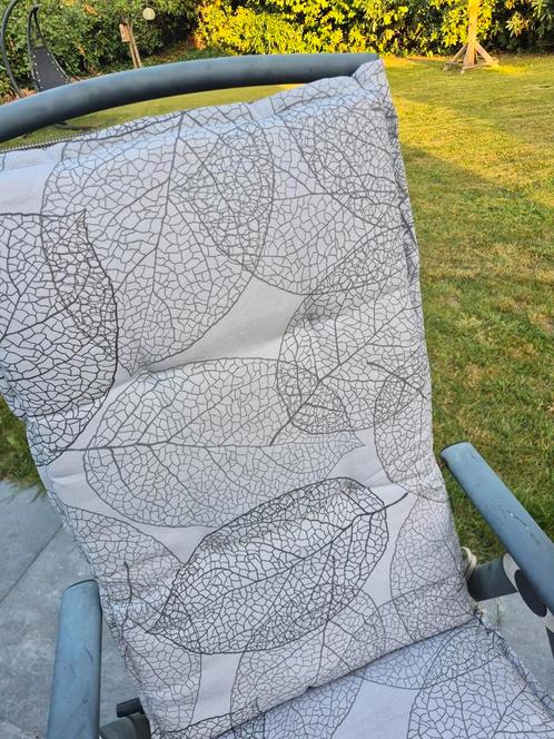 4 verstelbare  tuinstoelen met tuinkussens. 7 standen, Tuin en Terras, Tuinstoelen, Gebruikt, Kunststof, Inklapbaar, Verstelbaar