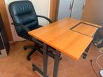 Verstelbaar bureau met wielen en verstelbare bureaustoel, Ophalen, In hoogte verstelbaar, Gebruikt, Bureau