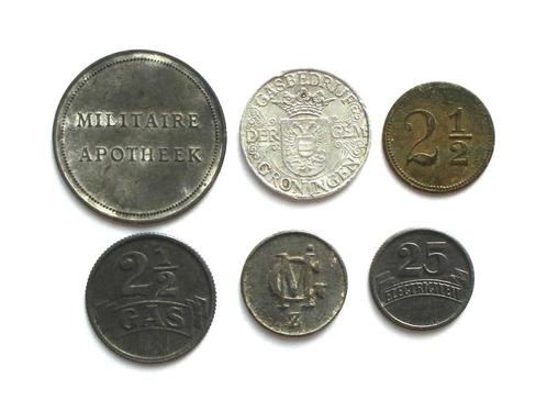 Nederland lot met 6 betaalpenningen (schaars), Postzegels en Munten, Penningen en Medailles, Overige materialen, Nederland, Ophalen of Verzenden
