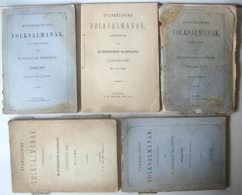 Evangelische Volksalmanak 1870, 1876, 1877, 1880 en 1882, G., Antiek en Kunst, Antiek | Boeken en Bijbels, Ophalen of Verzenden