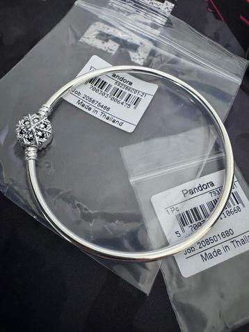 Pandora Moments Sparkling Snowflake Clasp Bangle beschikbaar voor biedingen