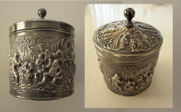 Verzilverde theebus DE - douwe egberts, Antiek en Kunst, Curiosa en Brocante, Ophalen