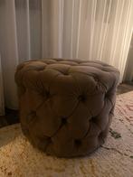Mooie ronde poef van stof Riviera Maison, Ophalen, Gebruikt, Rond, Stof