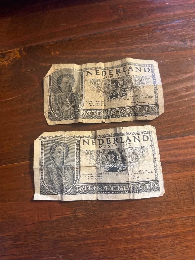 2x briefje 2/5 gulden, Ophalen, 5 gulden, Los biljet