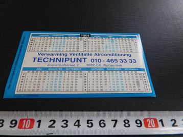 sticker Kalender 1991 Rotterdam TECHNIPUNT Verwarming Venti* beschikbaar voor biedingen