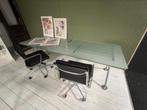 Modern bureau glas/metaal 2.60 br, Huis en Inrichting, Bureaus, Ophalen, In hoogte verstelbaar, Zo goed als nieuw, Bureau