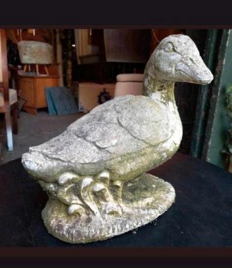 Antiek Betonnen Tuinbeeld Eend, Tuin en Terras, Tuinbeelden, Gebruikt, Dierenbeeld, Beton, Ophalen of Verzenden