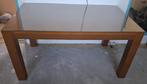 Zware massief houten eettafel incl. glasplaat., Ophalen, Gebruikt, 50 tot 100 cm, 150 tot 200 cm