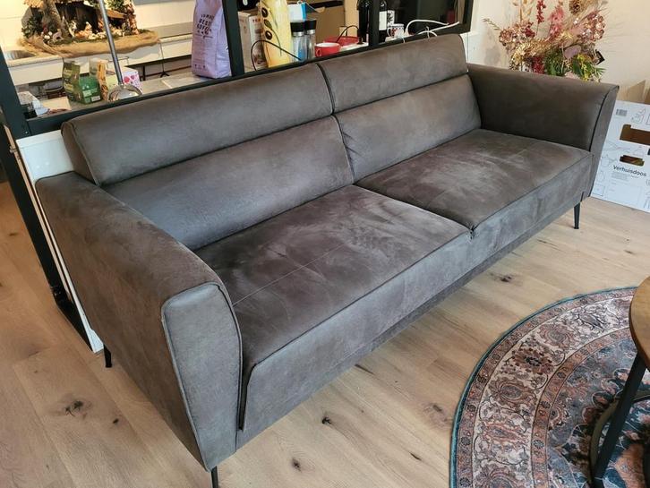 Xooon Lederen Bank Donkergrijs - 2/3-zits - Perfecte Staat!, Huis en Inrichting, Banken | Bankstellen, Nieuw, Rechte bank, Tweepersoons