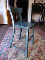 VINTAGE HOGE HOUTEN KRUK/PETROL BLAUW/JR60/HOGE KINDERSTOEL, Ophalen