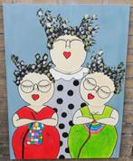 Dikke Dames Breien. Acryl doek ~ spieraam. 60/80 cm., Ophalen, Zo goed als nieuw