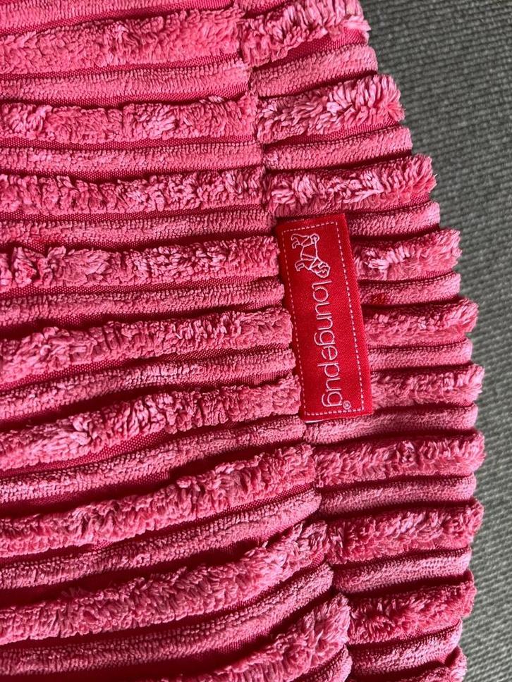 Roze Loungepug Zitzak + Voetenbank, Huis en Inrichting, Zitzakken, Zo goed als nieuw, Zitzak, Roze, Ophalen