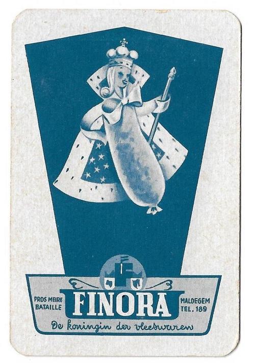 1 joker België met oude reclame Finora, Verzamelen, Speelkaarten, Jokers en Kwartetten, Gebruikt, Speelkaart(en), Verzenden