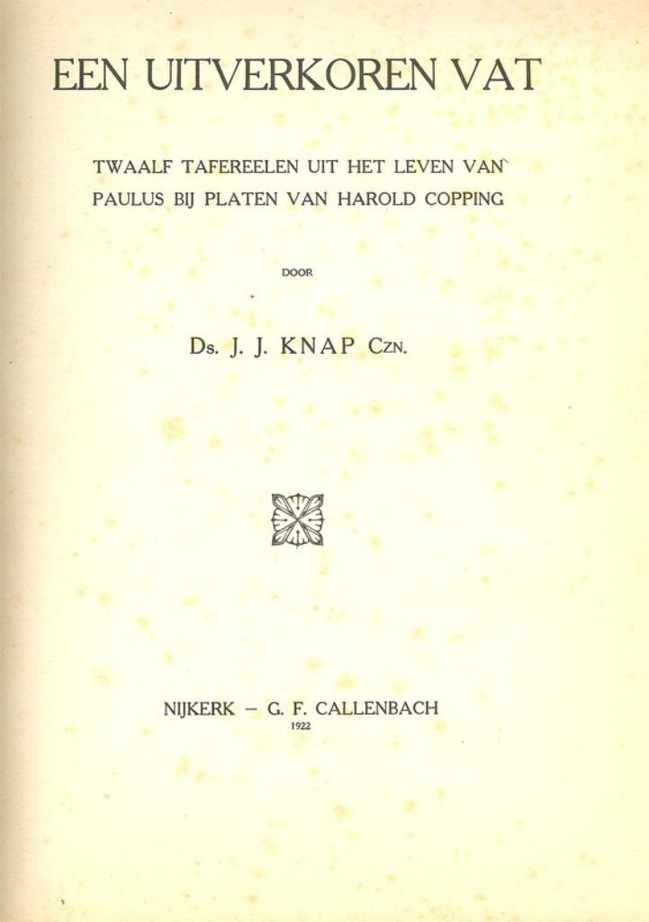 Ds.J.J.Knap Czn EEN UITVERKOREN VAT twaalf - Harald Copping, Boeken, Godsdienst en Theologie, Gelezen, Ophalen of Verzenden