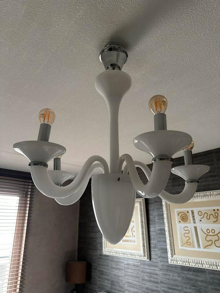 Glazen kroonluchter, Huis en Inrichting, Lampen | Kroonluchters, Gebruikt, Ophalen