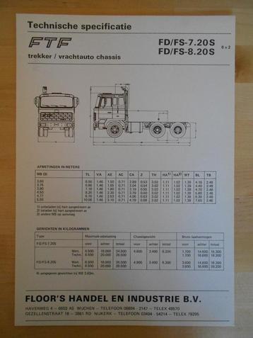 FTF 6x2 ca 1985 Technische Specificatie Folder beschikbaar voor biedingen