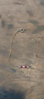 Zilverkleurige enkelband met steentjes, Ophalen of Verzenden, Zo goed als nieuw, Zilver, Zilver