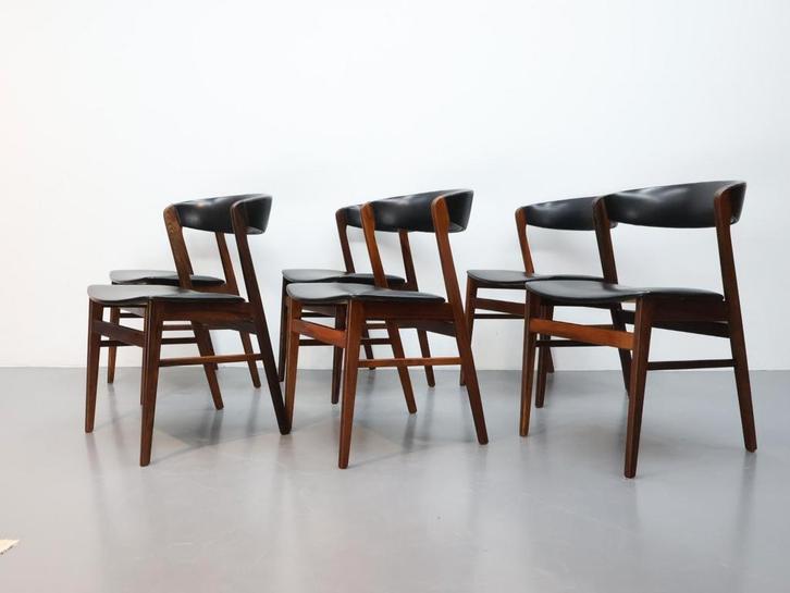 Deense eetkamerstoelen | Set van 6 | Palissander, Huis en Inrichting, Stoelen, Gebruikt, Vijf, Zes of meer stoelen, Hout, Kunststof