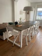 Te koop eettafel hout, wit geschilderd met betonnen blad, Huis en Inrichting, Ophalen, Overige materialen, Gebruikt, Diverse stijlen in het interieur te passen