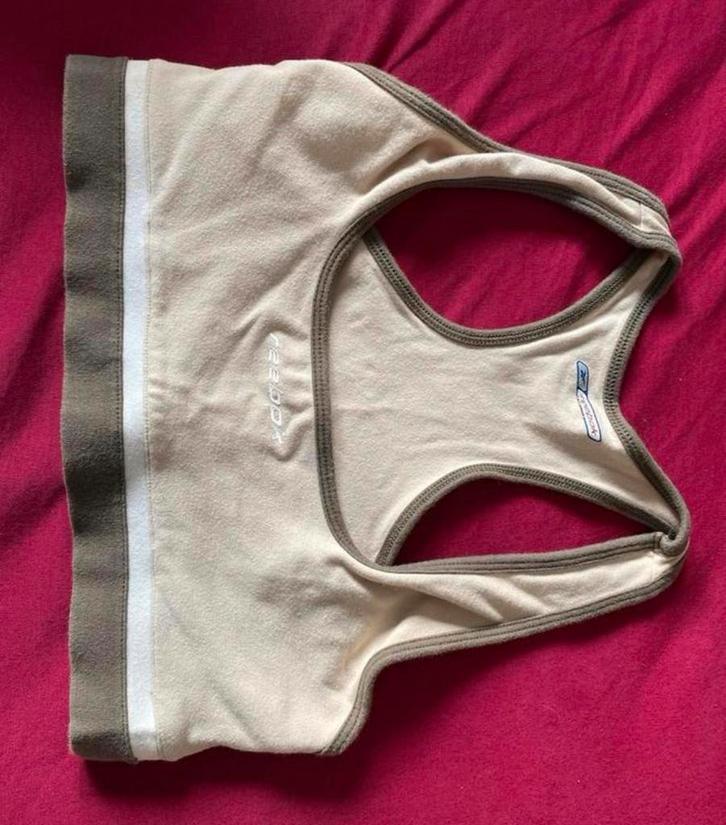 Reebok Racer Back Sport Top - Maat M, Kleding | Dames, Tops, Zo goed als nieuw, Maat 38/40 (M), Beige, Zonder mouw, Ophalen