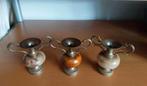 Amfoor marmer onyx brons messing vaasjes 3 stuks, Antiek en Kunst, Ophalen of Verzenden