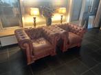 2 Chesterfield Fauteuils Bendic Cognac, Ophalen of Verzenden, Gebruikt, Leer, 75 tot 100 cm