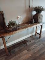 Rustieke Houten Console Tafel, Huis en Inrichting, Tafels | Sidetables, Ophalen, Gebruikt, 25 tot 50 cm, Rechthoekig