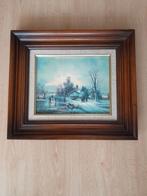 C Pila Schilderij Winterlandschap met Schaatsers, Ophalen of Verzenden