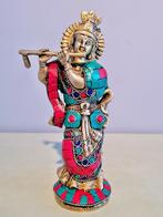 KRISHNA BEELD BRONS STONEWORK ART 19 CM, Verzamelen, Ophalen of Verzenden, Nieuw, Religie