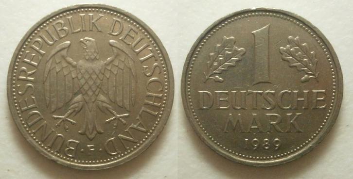 PD31298 Duitsland Stuttgart 1 Mark 1989, Postzegels en Munten, Munten | Europa | Niet-Euromunten, Losse munt, Duitsland, Ophalen of Verzenden