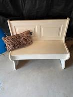 Brocante houten bankje met opbergruimte, Huis en Inrichting, Banken | Sofa's en Chaises Longues, Ophalen, Minder dan 75 cm, Tweepersoons