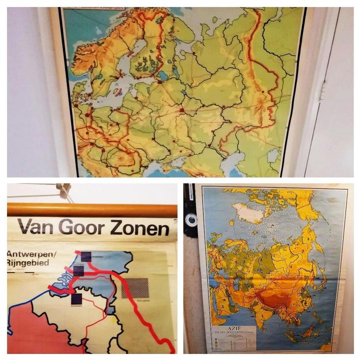 Landkaart Oost Europa Azie Noordpool Belgie Luxemburg stok, Antiek en Kunst, Curiosa en Brocante, Ophalen of Verzenden