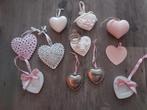 Hangers hartjes roze wit metaal hout fotolijstje bruiloft, Ophalen of Verzenden, Zo goed als nieuw