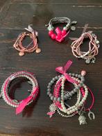 Vijf armbanden pink ribbon, Sieraden, Tassen en Uiterlijk, Armbanden, Ophalen of Verzenden