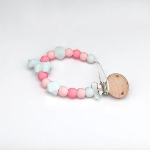 Speenkoord Unicorn wit roze, Kinderen en Baby's, Kraamcadeaus en Geboorteborden, Nieuw, Kraamcadeau, Ophalen of Verzenden