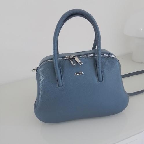 Leren handtas Scapa jeansblauw NIEUW, Sieraden, Tassen en Uiterlijk, Tassen | Damestassen, Nieuw, Handtas, Bruin, Verzenden
