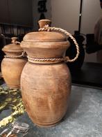 Oude Houten Pot met Deksel - Landelijke Stijl, Ophalen of Verzenden