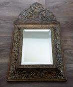 Om 1900 Facet Geslepen Spiegel Latoen Koperen Lijst, Ophalen of Verzenden, Overige vormen, Minder dan 50 cm, Minder dan 100 cm