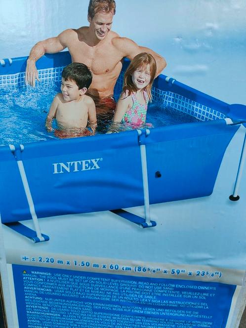 Intex 220x150 hoog 60cm met filterpomp, Tuin en Terras, Zwembaden, Gebruikt, Minder dan 80 cm, 200 tot 400 cm, Rechthoekig, Ophalen