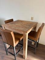 Eettafel met 3 barkrukken, Huis en Inrichting, Ophalen, Gebruikt, 50 tot 100 cm, Vierkant