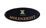 Gietijzeren naambordje/ huisnummer  molenzicht met molen, Antiek en Kunst, Curiosa en Brocante, Ophalen of Verzenden